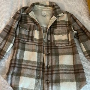 Barely worn tan and cream flannel jacket